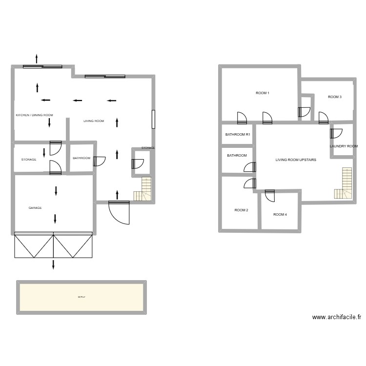 Crèche UPTAIRS. Plan de 15 pièces et 83 m2