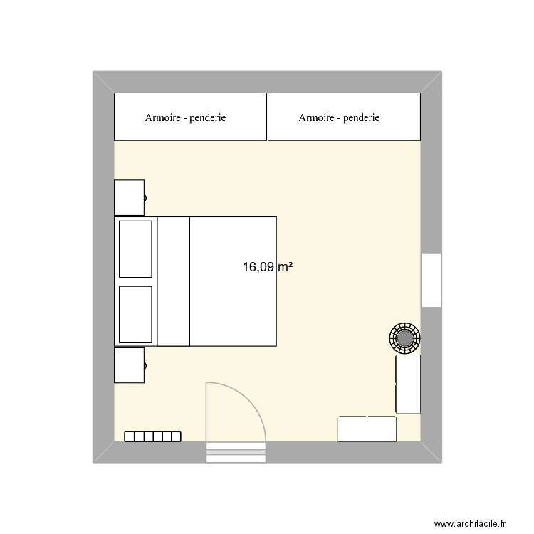 Chambre 1. Plan de 1 pièce et 16 m2