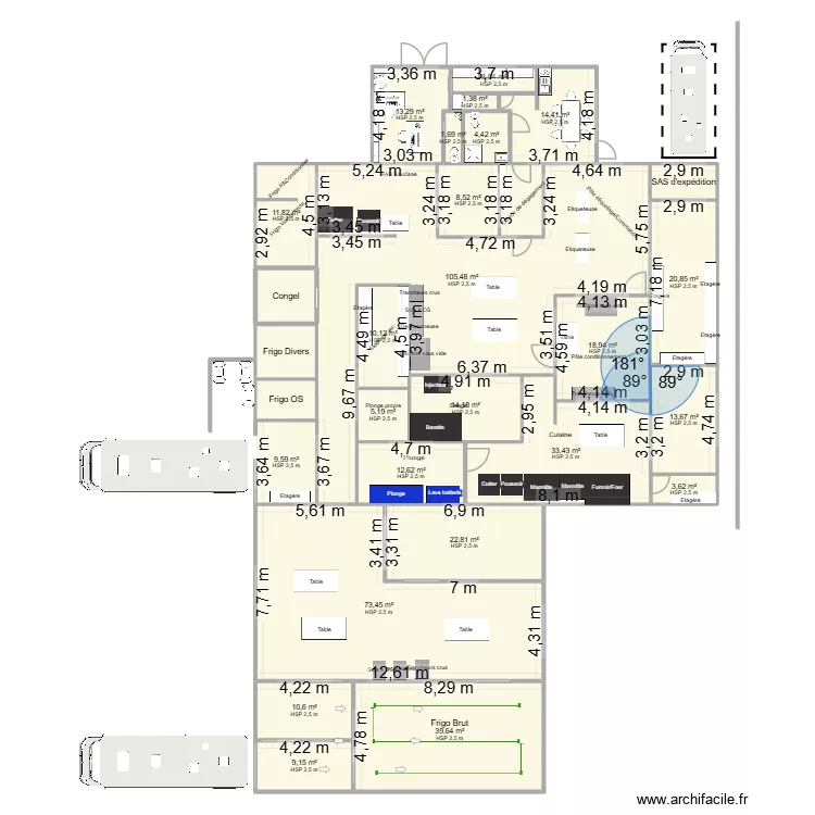 Plan Batiment + Atelier de découpe. Plan de 29 et 490 m² Plan Batiment + Atelier de découpe. Plan de 29 et 490 m²