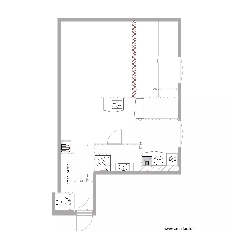 appartement loft. Plan de 4  et 45 m²