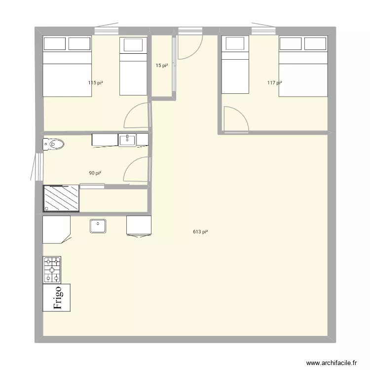Chalet otis. Plan de 5 pièces et 88 m²