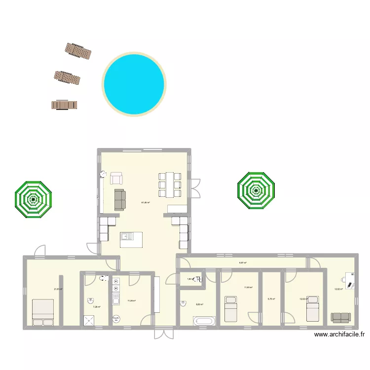 plan T. Plan de 11 Pièces et 162 m²