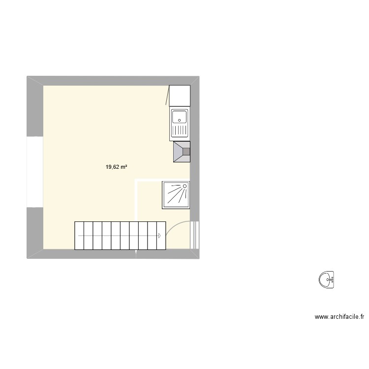 MOI. Plan de 1 pièce et 20 m2
