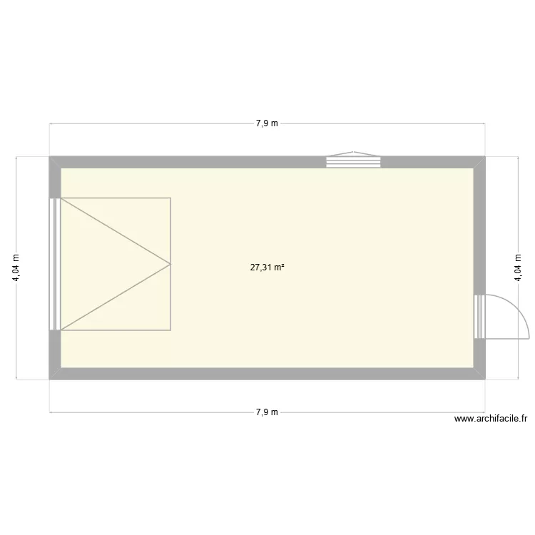 Garage. Plan de 1  et 27 m²