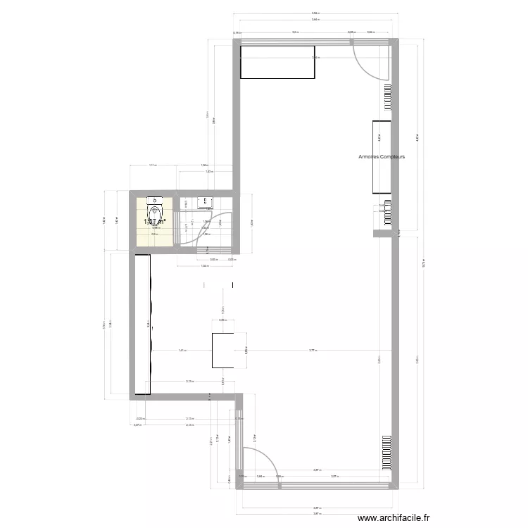 Maison du toutou. Plan de 1 pièce et 1 m²