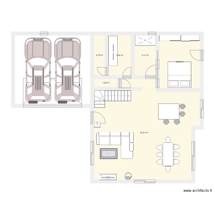 maison. Plan de 6 pièces et 83 m2