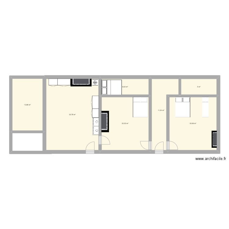 dangeau. Plan de 7 pièces et 113 m2