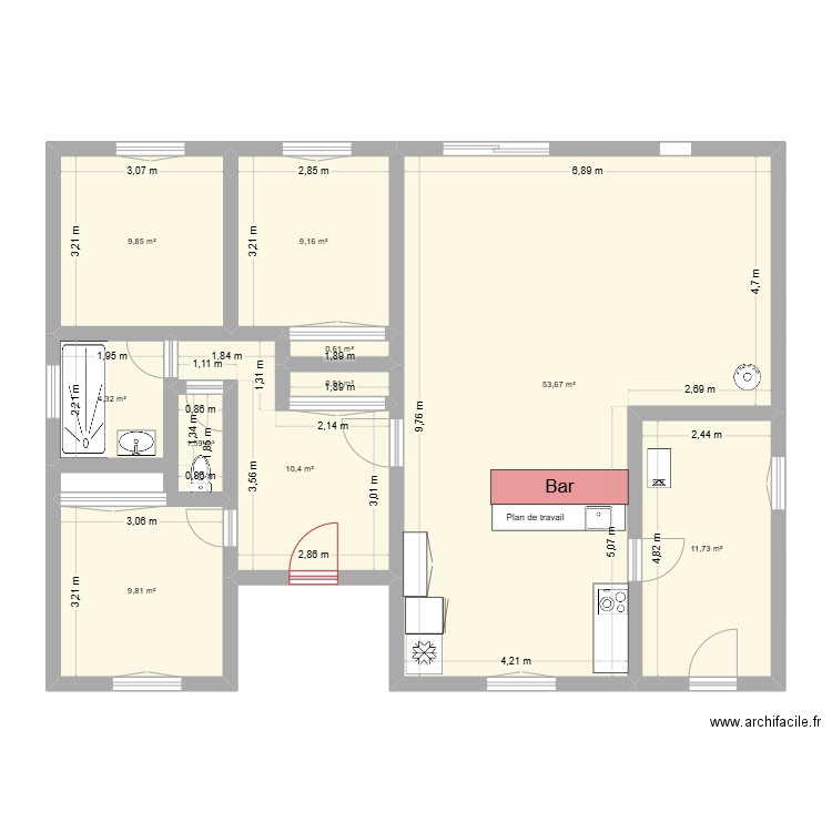 Maison2. Plan de 10 pièces et 112 m2