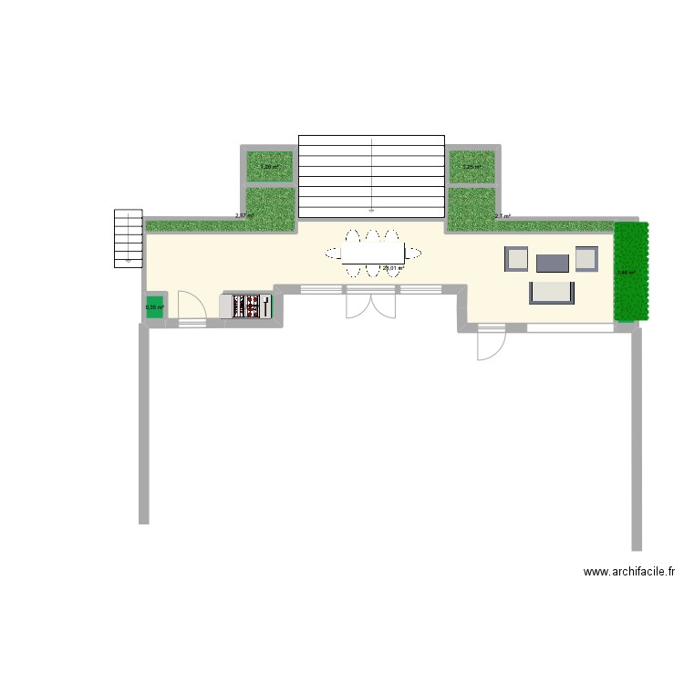 De Raef terrasse. Plan de 8 pièces et 39 m2