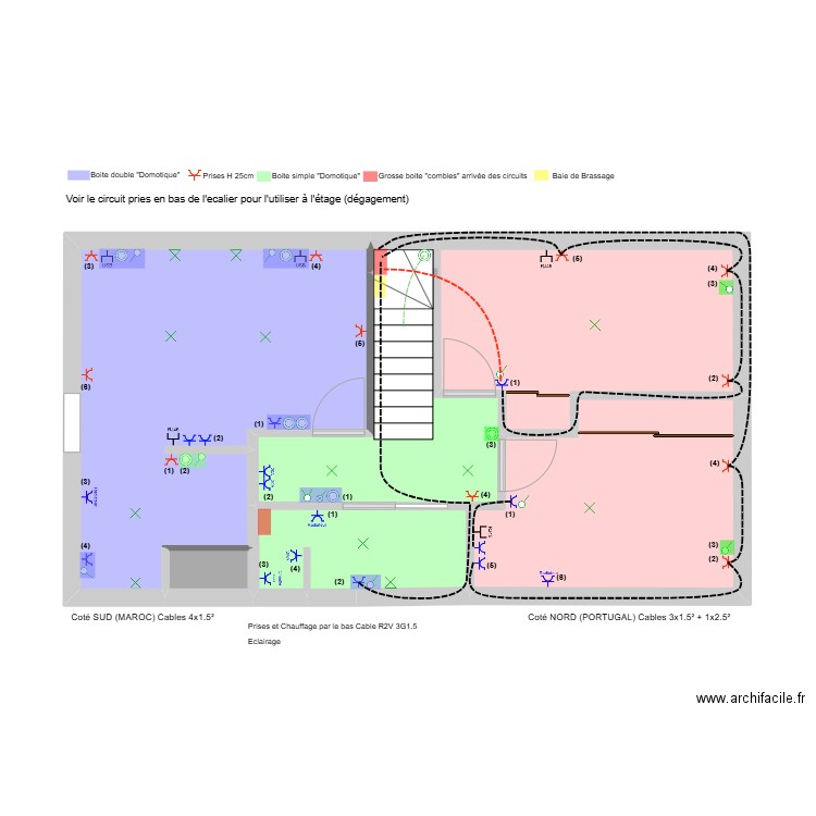PAM etage Electricité REALISATION. Plan de 6 pièces et 49 m2