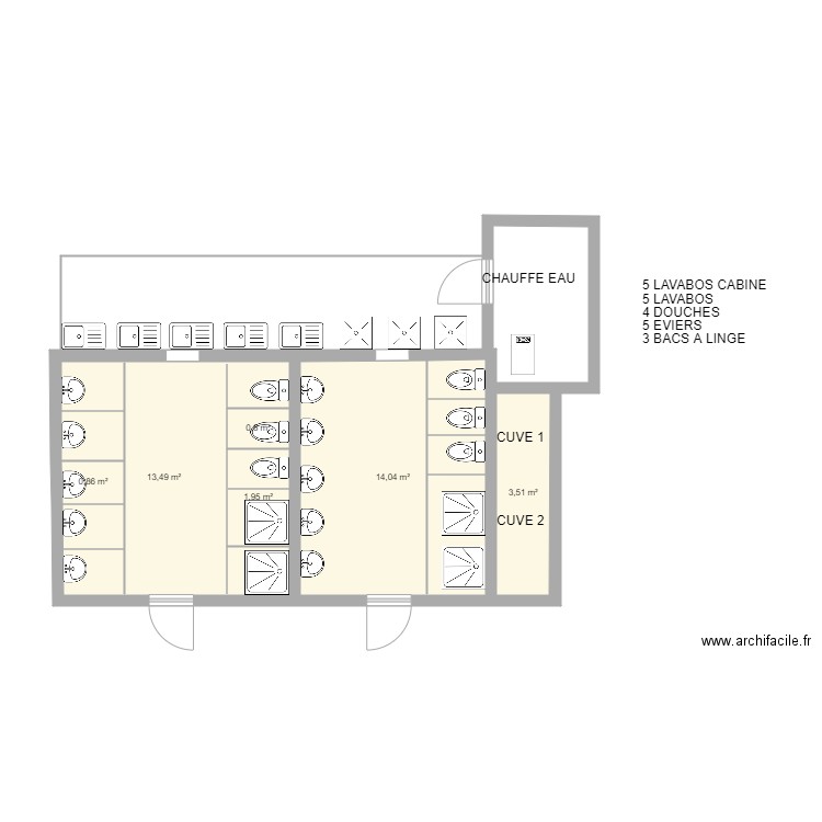 rinnai. Plan de 6 pièces et 35 m2