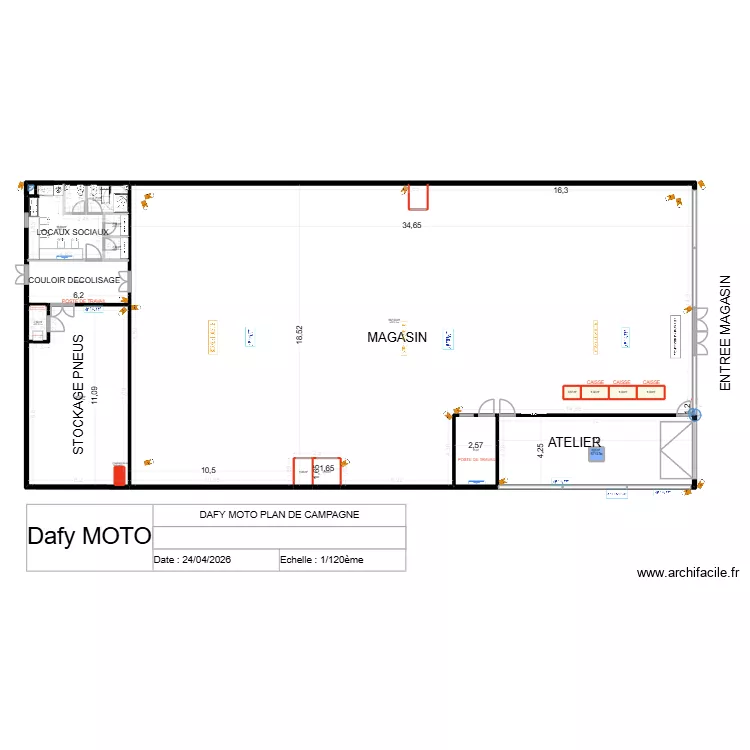 DAFY MOTO PLAN DE CAMPAGNE CFA. Plan de 35  et 1519 m²