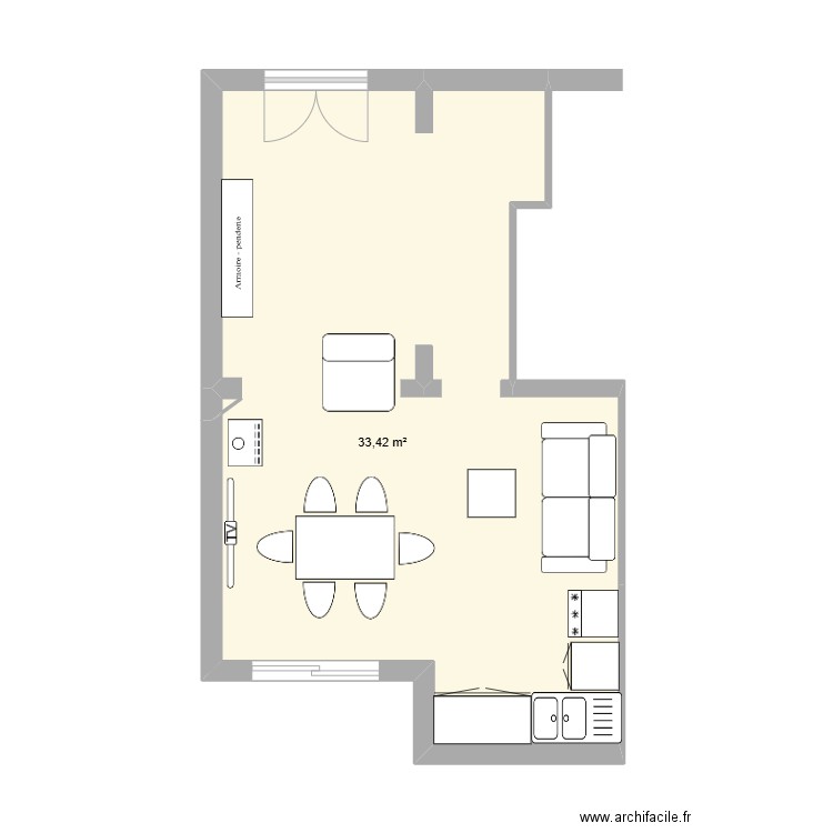 Garluche cuisine chambre v2. Plan de 0 pièce et 0 m2