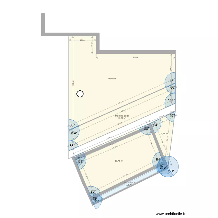 piscine et deck. Plan de 