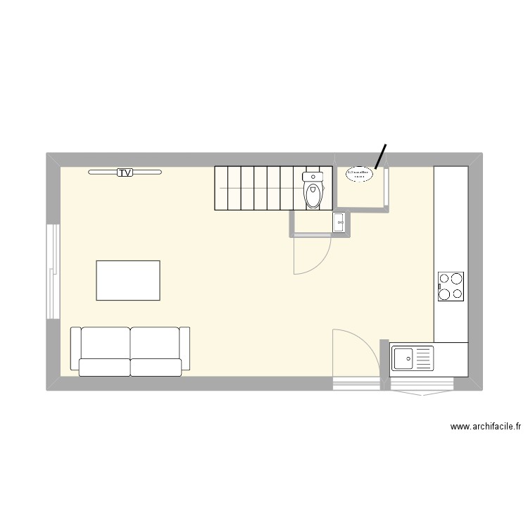 villejust 2. Plan de 2 pièces et 30 m2