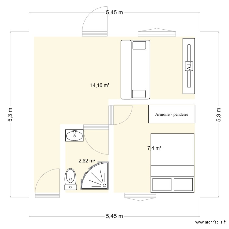 alexh 05042025. Plan de 3 pièces et 24 m2
