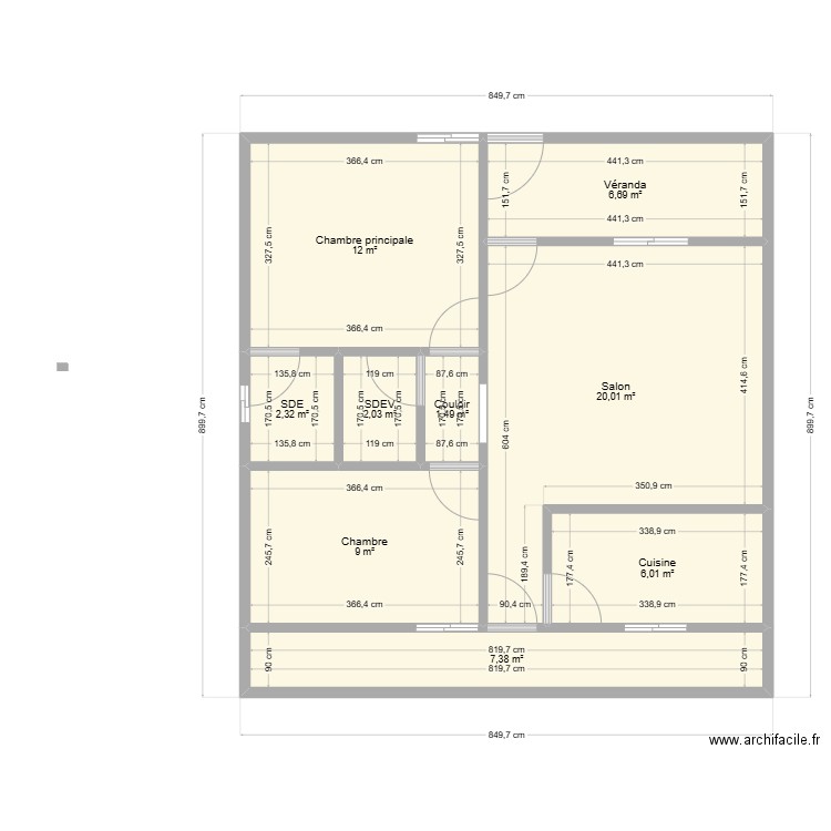Cyrille AMANI 3 pièces sur 9m x 8,5m. Plan de 0 pièce et 0 m2