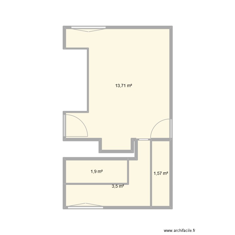 Dortoir. Plan de 4 pièces et 21 m2