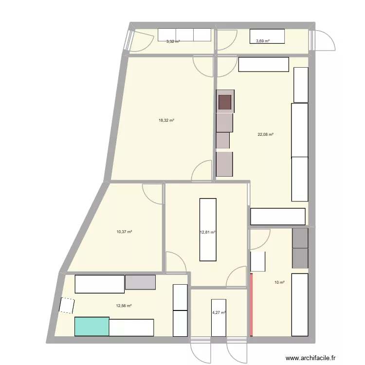 LBC Paris 2. Plan de 9  et 97 m²
