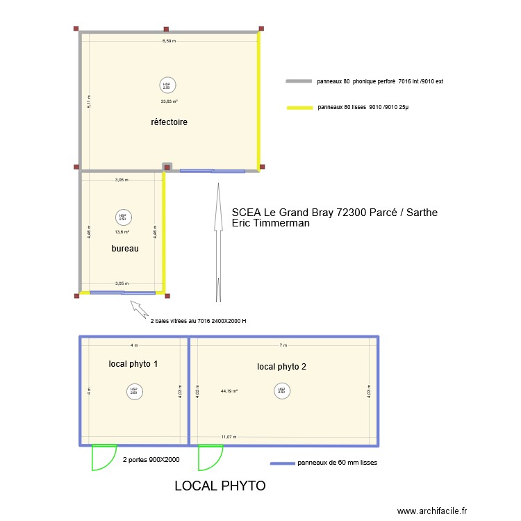 SCEA Le Grand Bray Eric Timmerman. Plan de 3 pièces et 91 m2
