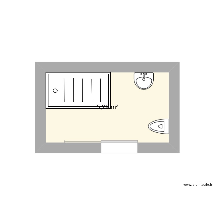 Marquet SDB travaux. Plan de 1 pièce et 5 m2