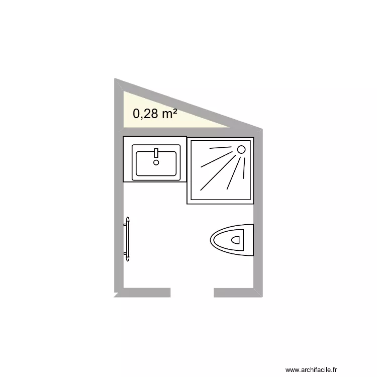 Place de l'Octroi - Salle de bain. Plan de 1  et 0 m²