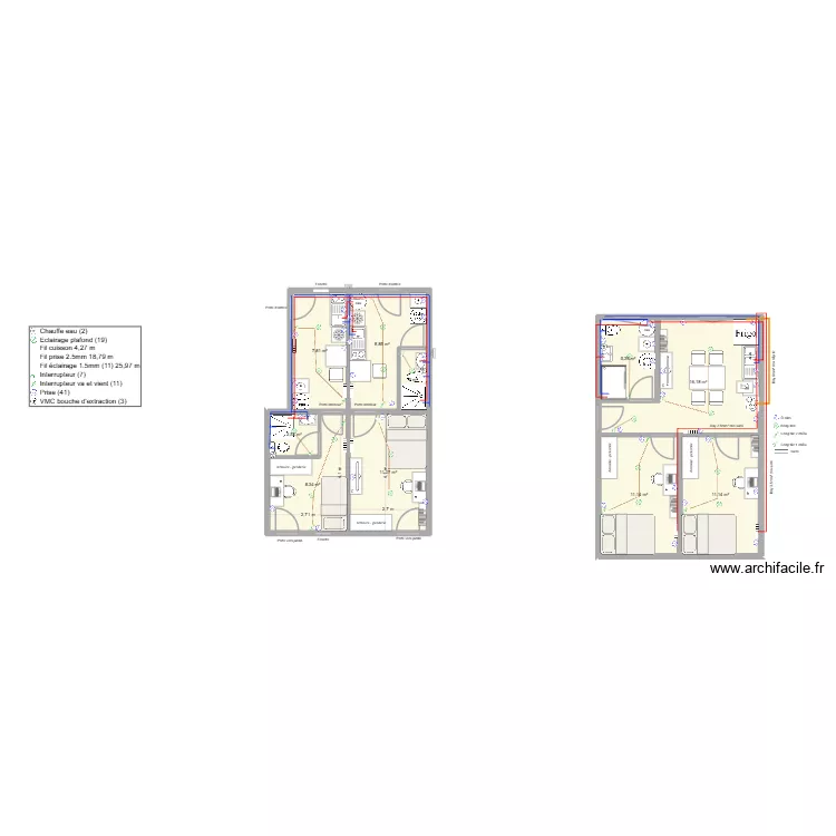nha orsay nuoc. Plan de 10  et 84 m²