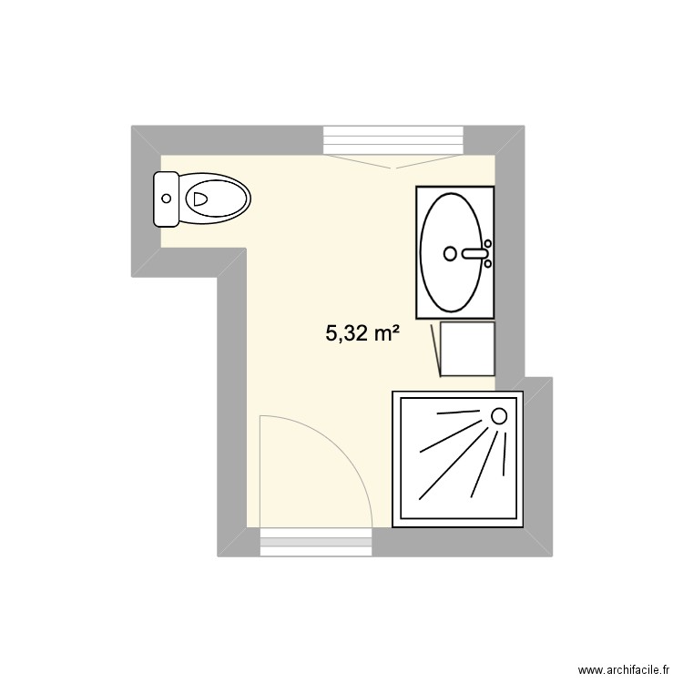 REMY avant. Plan de 1 pièce et 5 m2