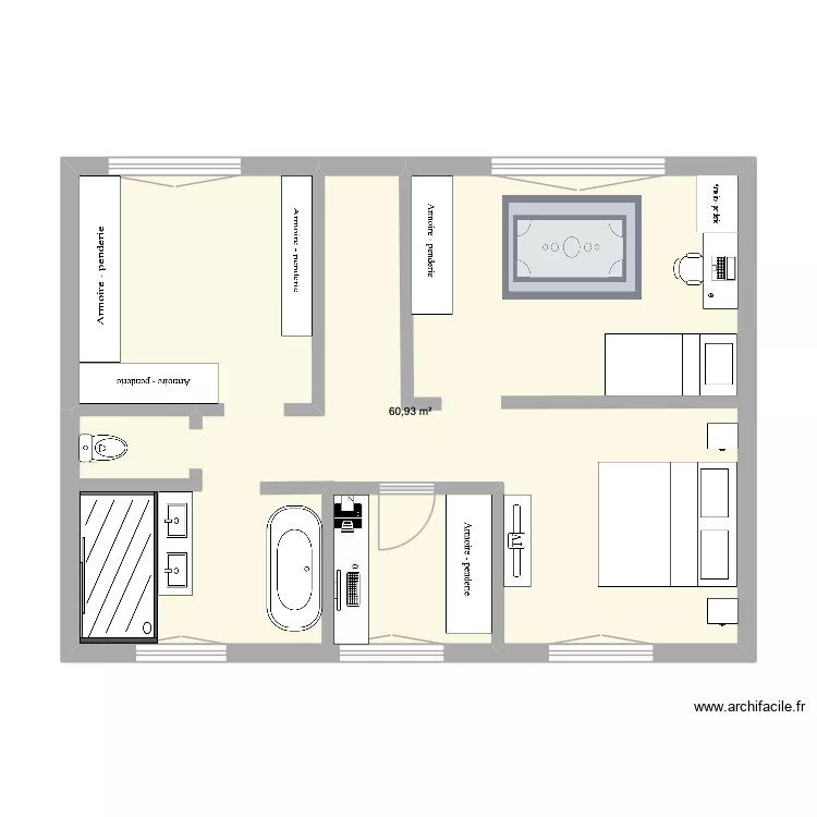 2ème étage. Plan de 1 et 61 m² 2ème étage. Plan de 1 et 61 m²