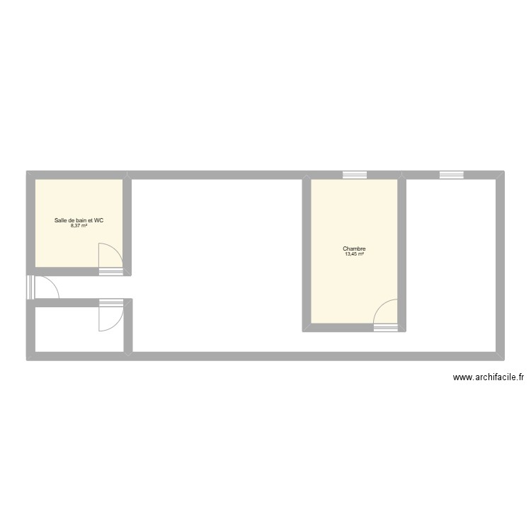 test. Plan de 2 pièces et 22 m2