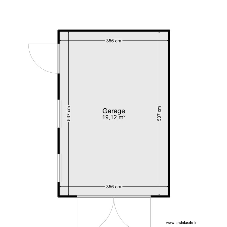 Garage . Plan de 1 pièce et 19 m2