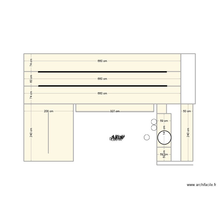 Plan large. Plan de 9 pièces et 22 m2