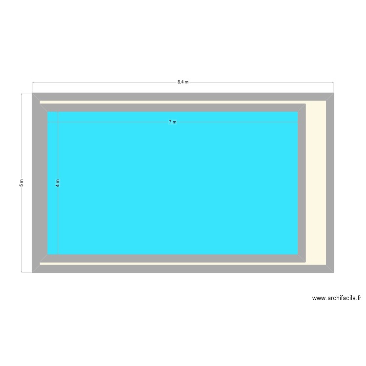 piscine 7x4. Plan de 2 pièces et 65 m2