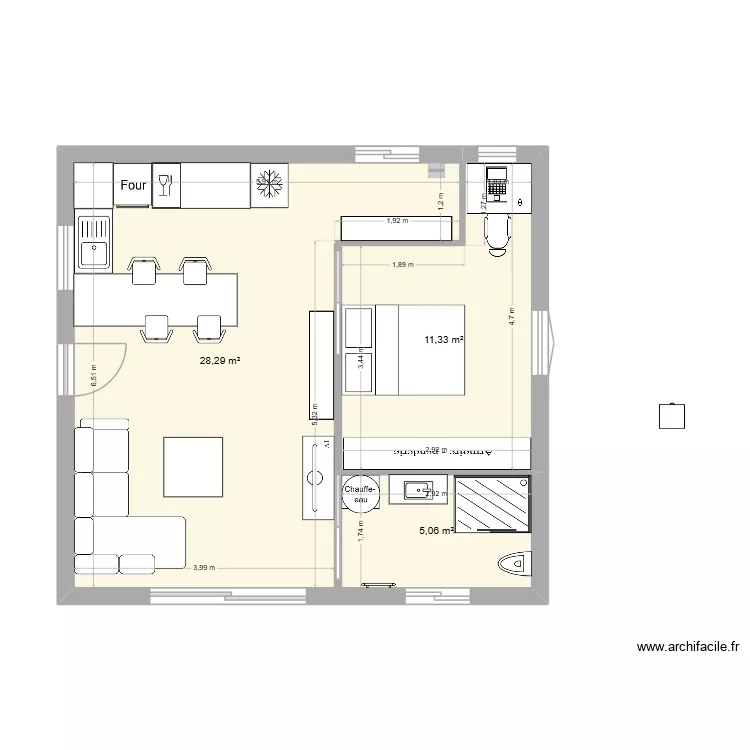 Maison 1. Plan de 3  et 45 m²