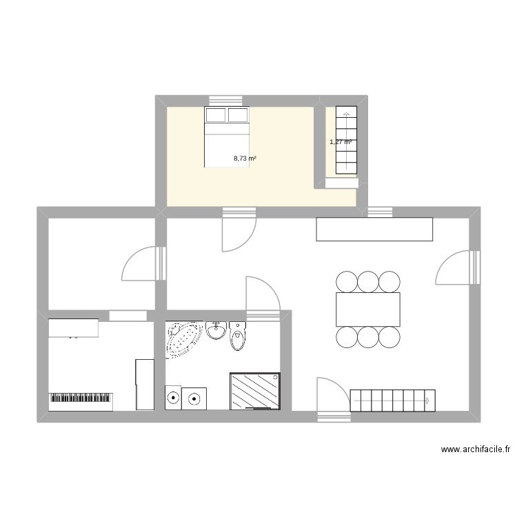 Maison les chiens. Plan de 2 pièces et 10 m2