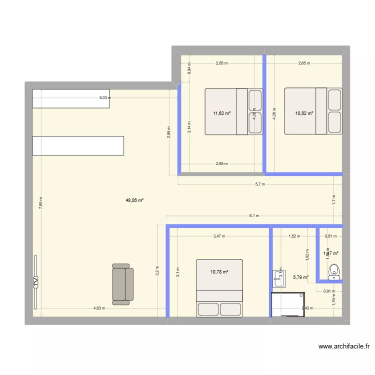 3ch_droite. Plan de 6 et 89 m² 3ch_droite. Plan de 6 et 89 m²