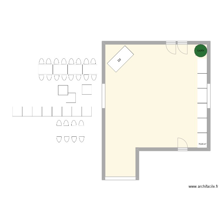 Mariage Civil, les maraichers le soir. Plan de 1 pièce et 76 m2