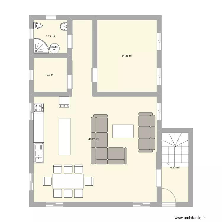 plan 2 rdc. Plan de 5  et 76 m²