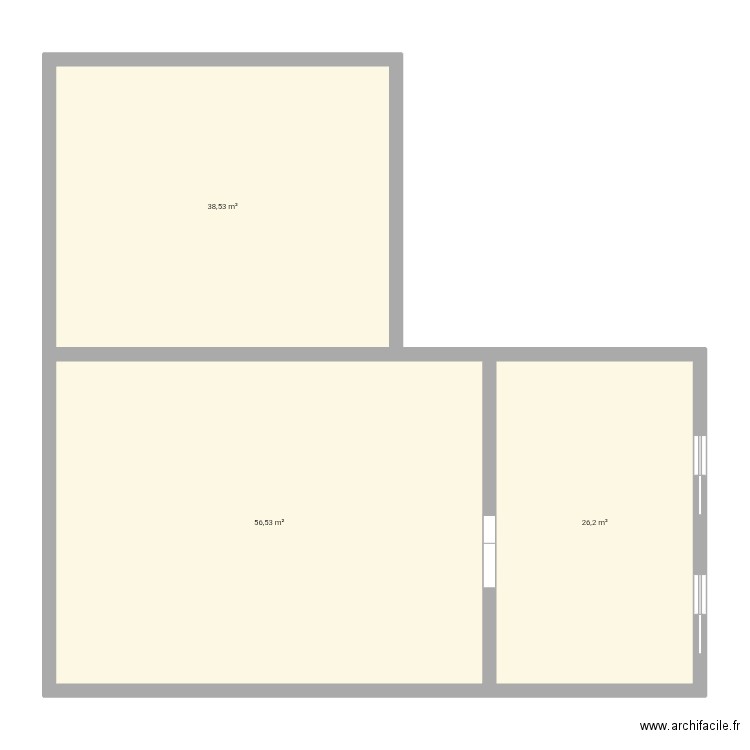 Pâtisserie. Plan de 3 pièces et 121 m2