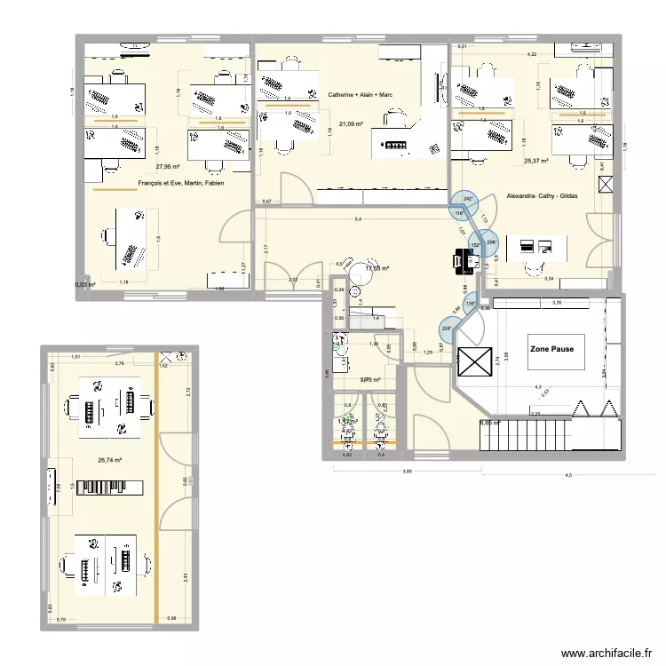 PROJET 5B- BUREAUX/WC/DEGAGEMENTS RDC. Plan de 9 et 130 m² PROJET 5B- BUREAUX/WC/DEGAGEMENTS RDC. Plan de 9 et 130 m²