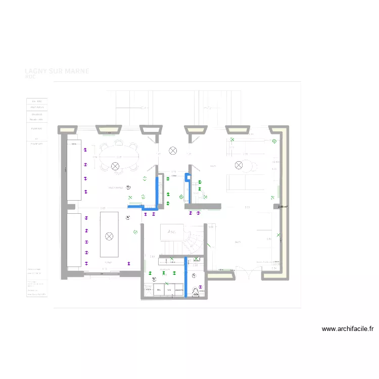 ECLAIRAGE PLAFOND RDC. Plan de 6  et 4 m²