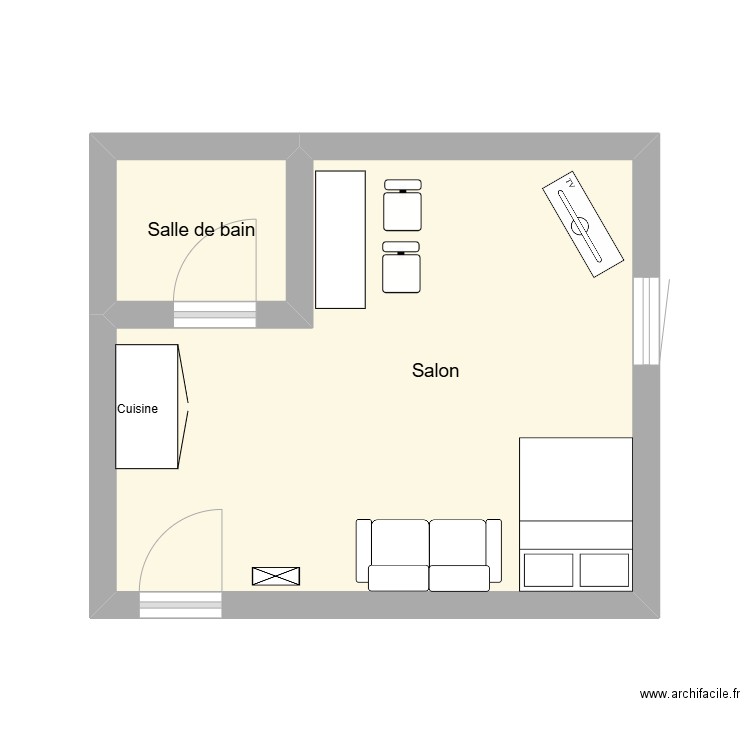 Lou ann. Plan de 2 pièces et 20 m2