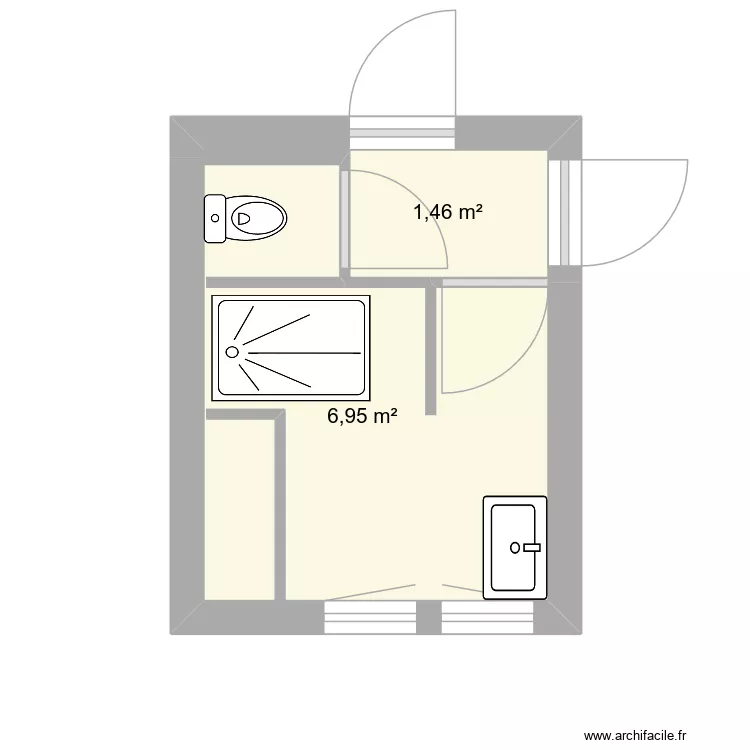 Sale de bain projet 2. Plan de 2 et 8 m² Sale de bain projet 2. Plan de 2 et 8 m²