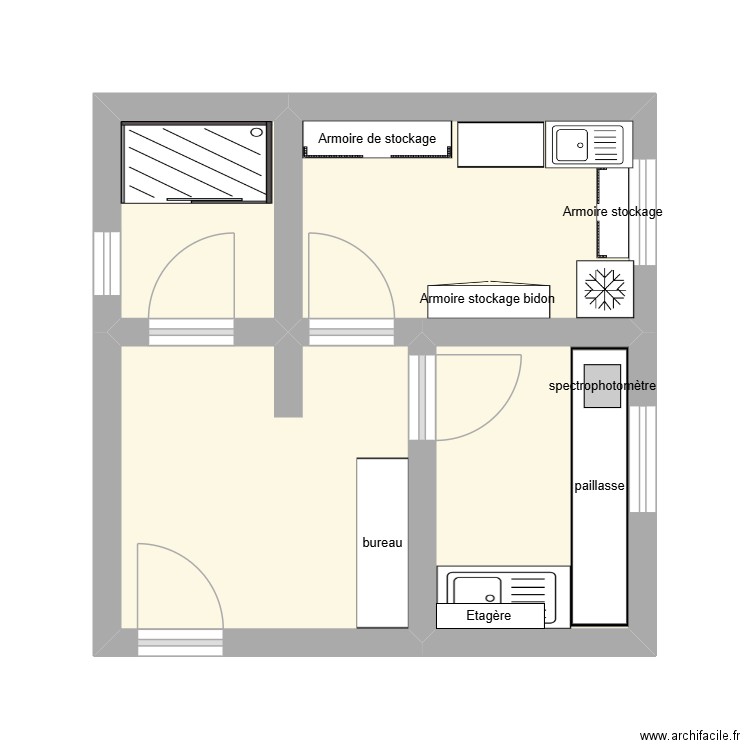 labo avant. Plan de 4 pièces et 20 m2