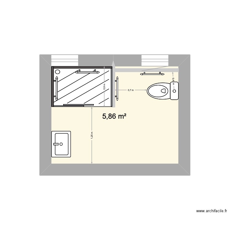 Fleury 1. Plan de 1 pièce et 6 m2