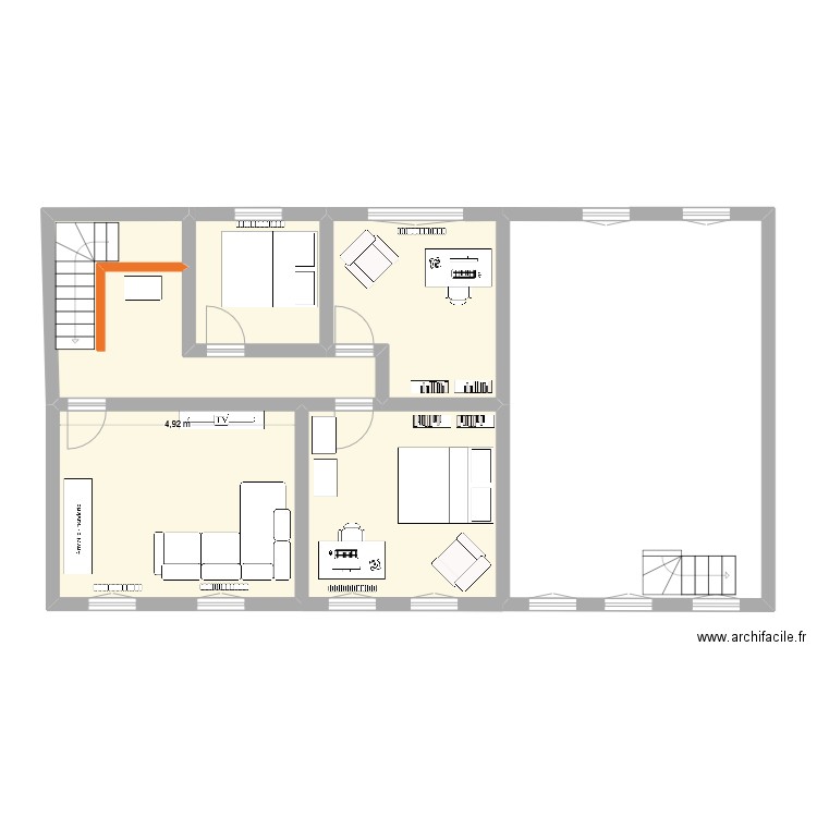 1er_eng. Plan de 5 pièces et 65 m2