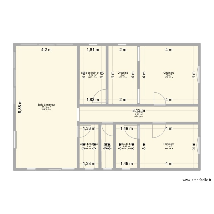 MJ T. Plan de 9 pièces et 98 m2