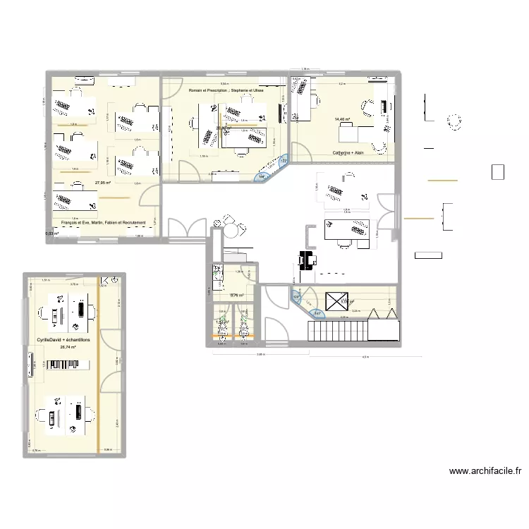 PROJET 6 C- BUREAUX/WC/DEGAGEMENTS RDC. Plan de 8 et 100 m² PROJET 6 C- BUREAUX/WC/DEGAGEMENTS RDC. Plan de 8 et 100 m²
