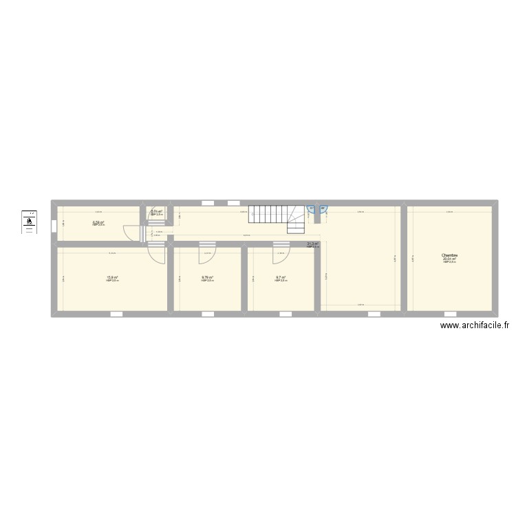 haut maison. Plan de 7 pièces et 94 m2