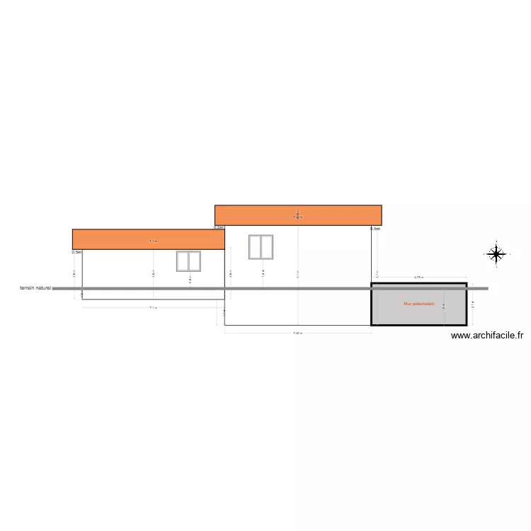 façade maison coté Nord avant travaux. Plan de façade maison coté Nord avant travaux. Plan de